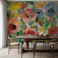 Vivid Coral Floral I Mural Wallpaper - room preview 02