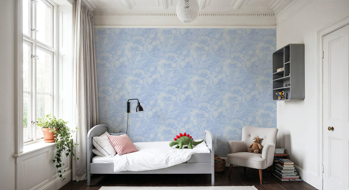 Moonlit Sky Petite, Baby Blue Mural Wallpaper - room preview 02