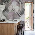 Geometry and Orchids Pink Mural Wallpaper - room preview 02