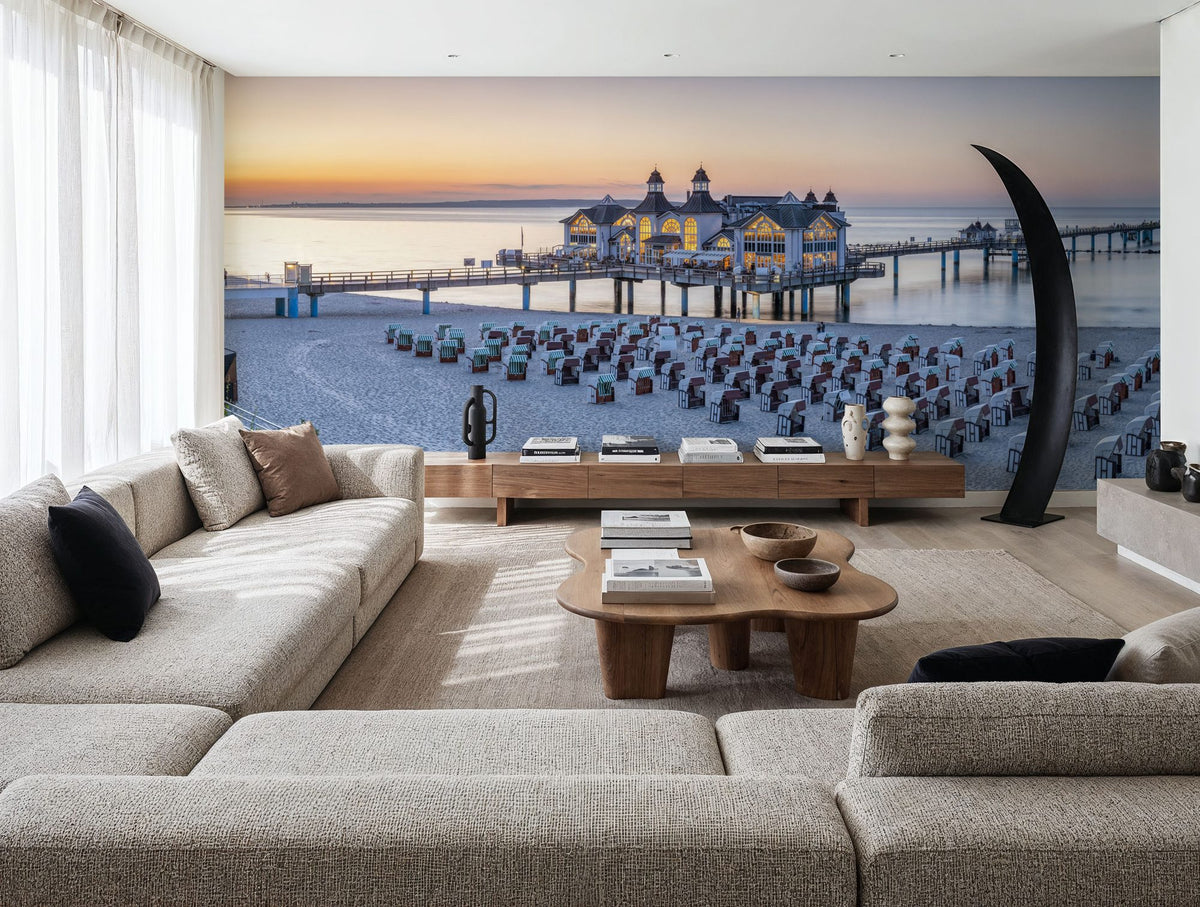 Sellin Pier Sunset Mural Wallpaper - room preview 02