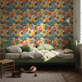 Flower Power, Yellow on Cream Mural Wallpaper - room preview 02