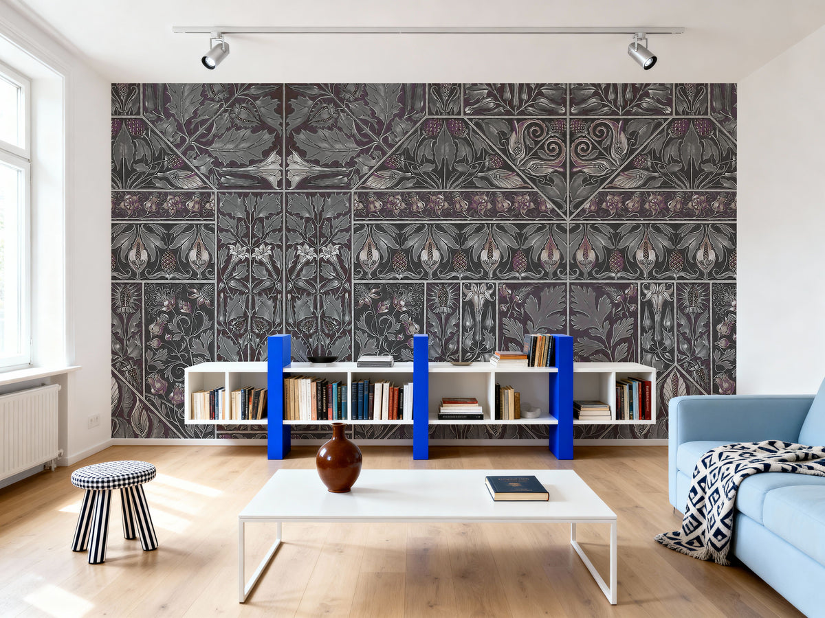 Floral Mood Dark Mural Wallpaper - room preview 02
