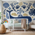 Whale Seas White Mural Wallpaper - room preview 02
