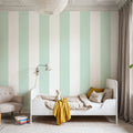 Circus Stripes, Mint Green Mural Wallpaper - room preview 02