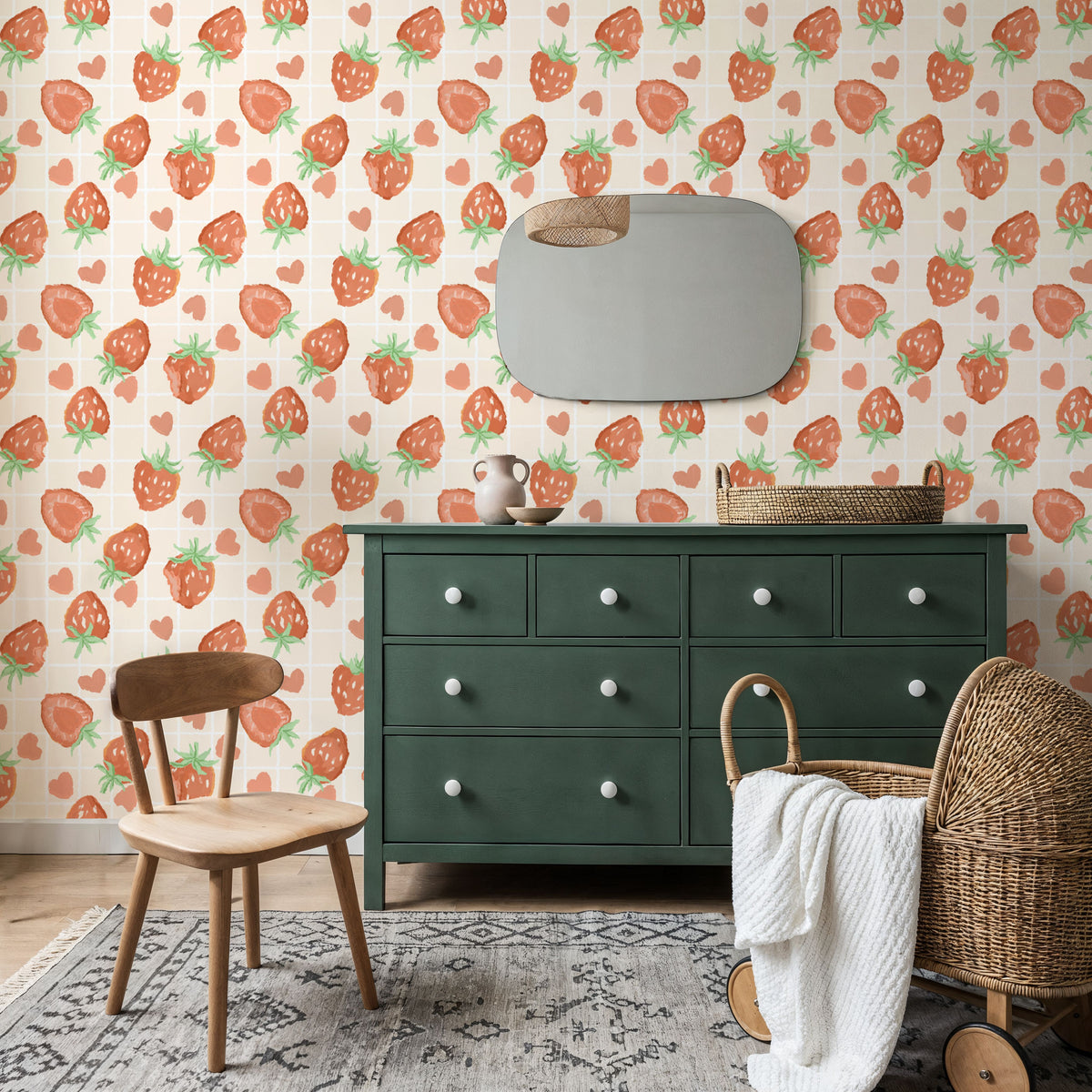 Heartful Strawberries Mural Wallpaper - room preview 02