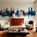 Cork Ireland Skyline Blue & Bronze Mural Wallpaper - room preview 02