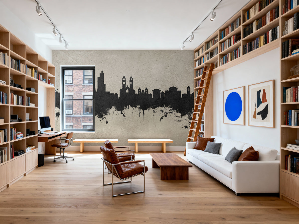 Wintherthur Switzerland Skyline Concrete Mural Wallpaper - room preview 02