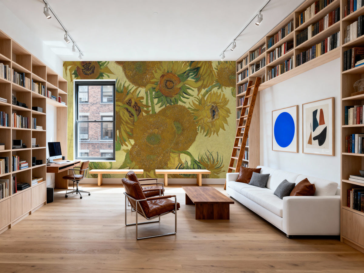 Sunflowers Mural Wallpaper - Red Tone - room preview 02