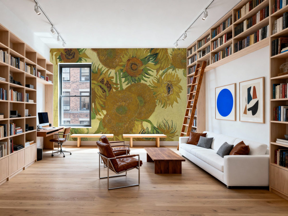 Sunflowers Mural Wallpaper - Red Tone - room preview 02