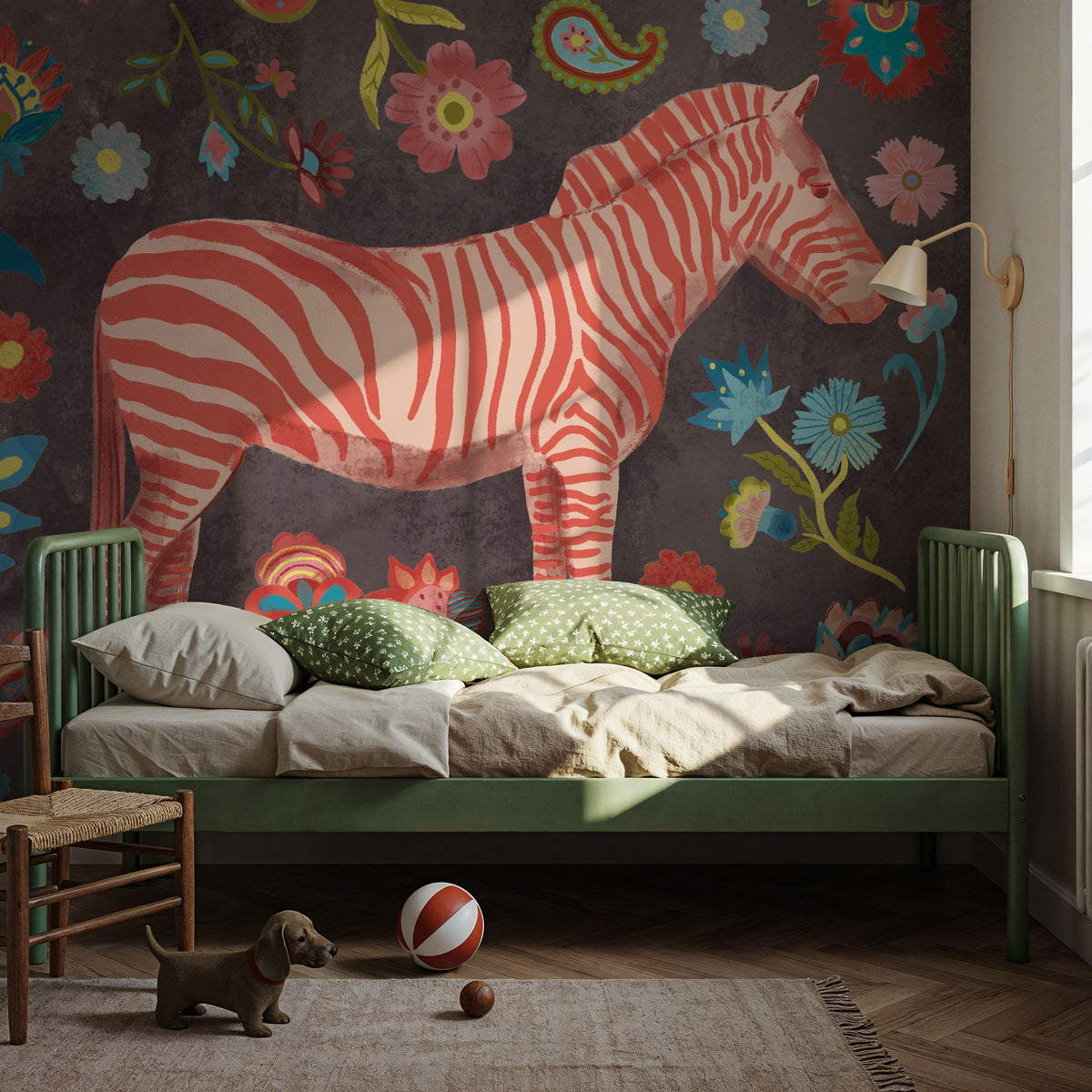 Zebra of the Jungle Mural Wallpaper - room preview 02