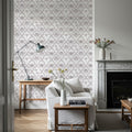 The Palm Lattice, Lavender Gray Mural Wallpaper - room preview 02