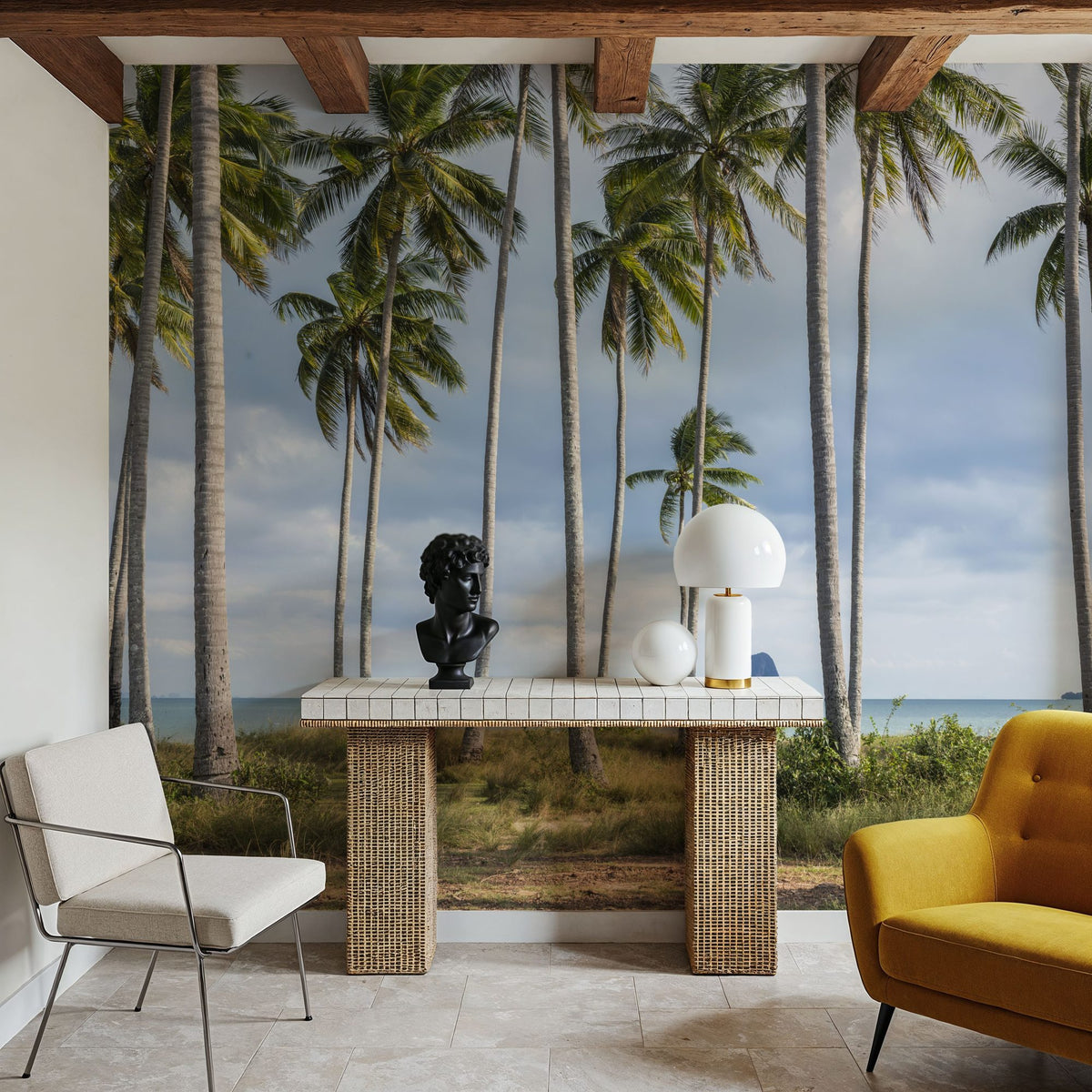 Coastal Palms Mural Wallpaper - room preview 02