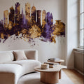 Doha Qatar Skyline Purpl & Gold Mural Wallpaper - room preview 02