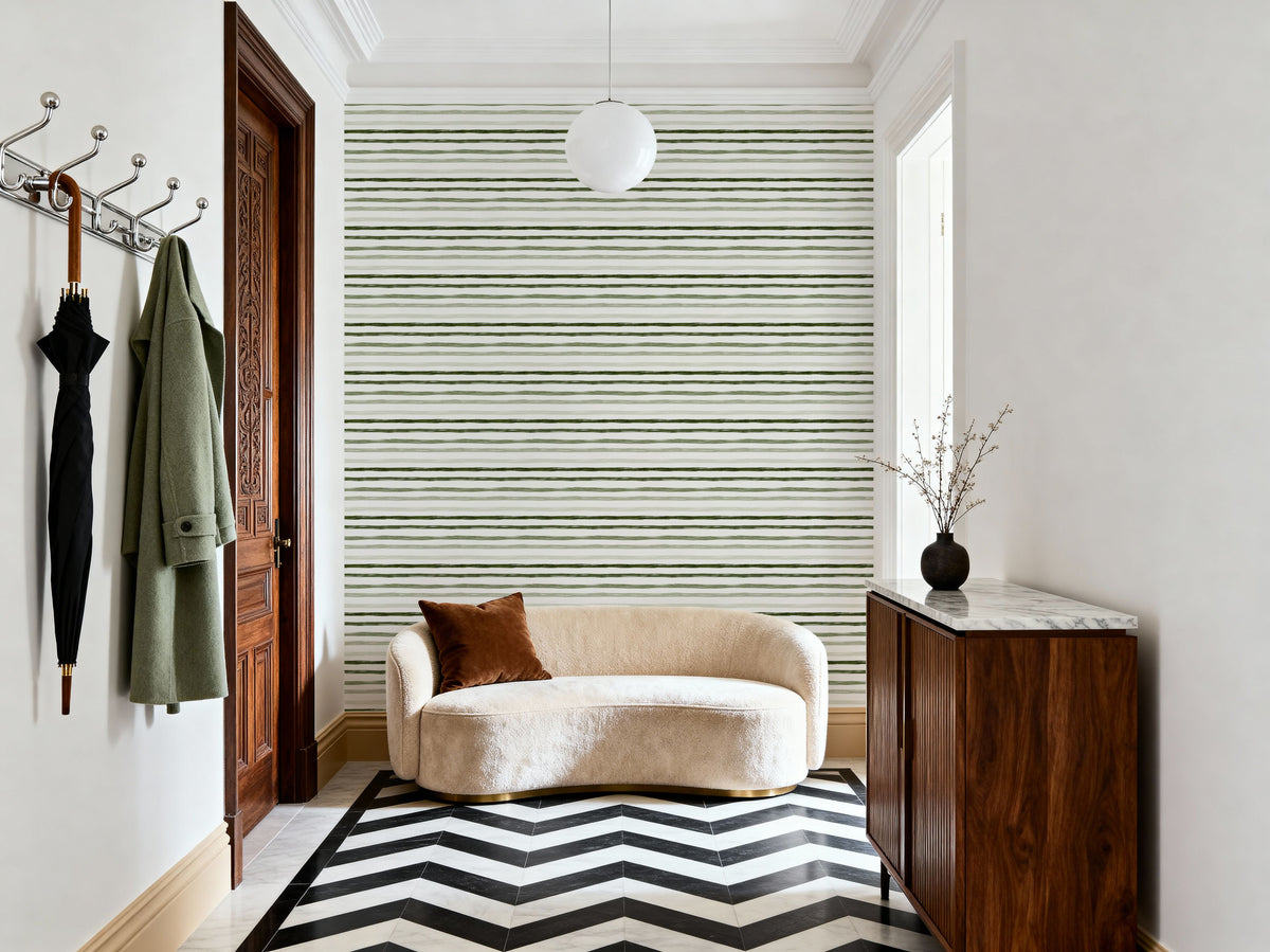 Green Stripes Mural Wallpaper - room preview 02