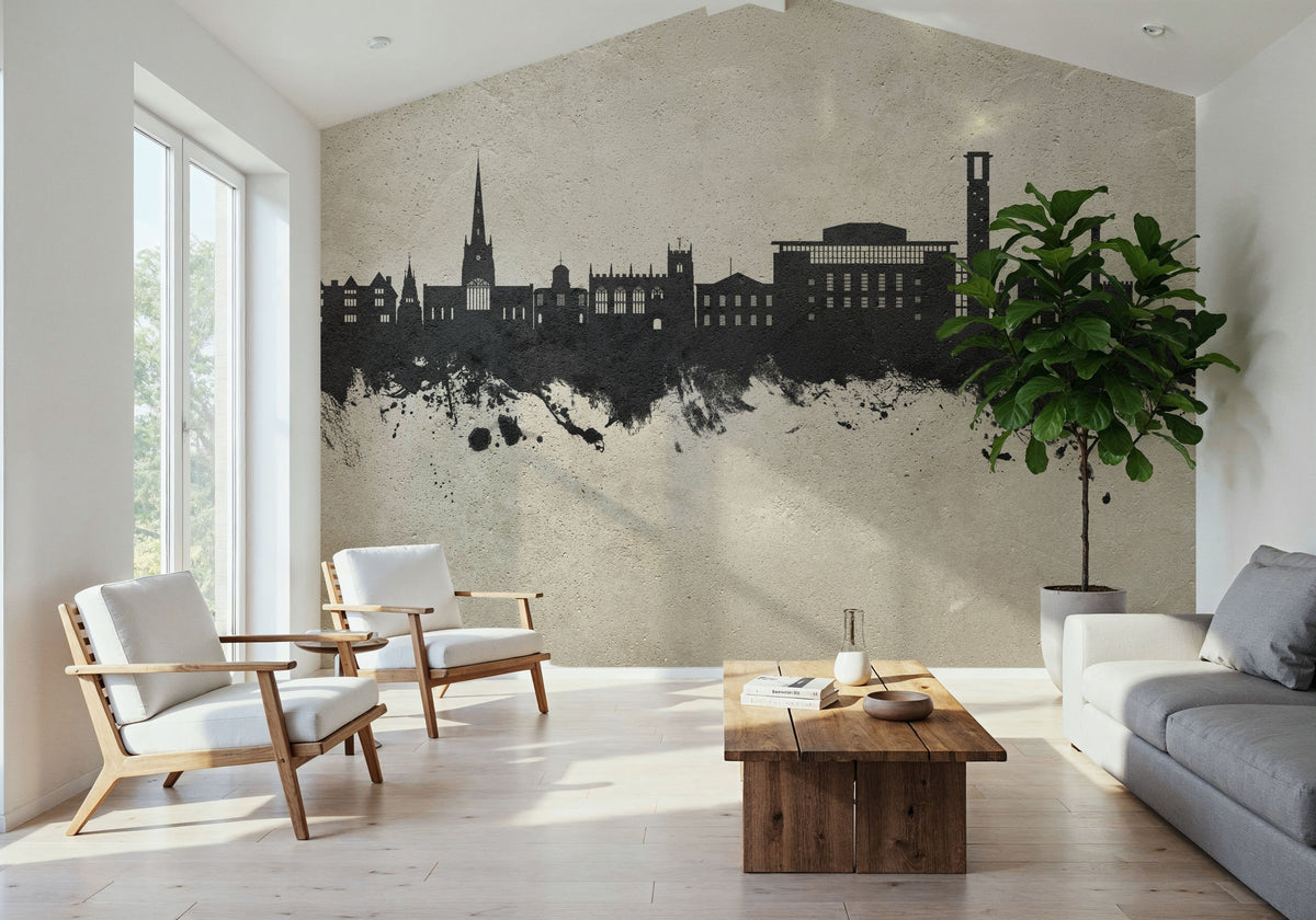 Stratford-upon-Avon England Skyline Concrete Mural Wallpaper - room preview 02