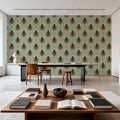 Pine Cone & Ornate Rackets, Mint Mural Wallpaper - room preview 02