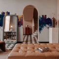 Cedar Falls Iowa Skyline Blue & Bronze Mural Wallpaper - room preview 02