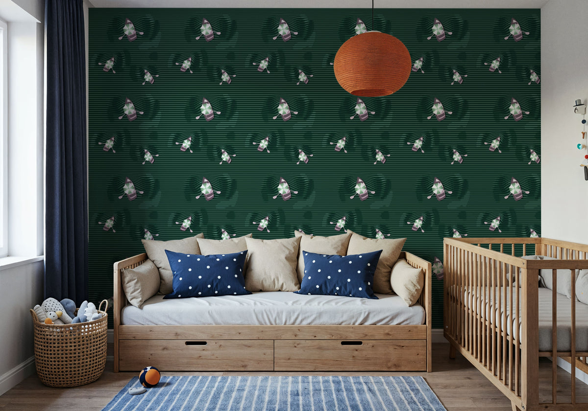 Lazy Paddle, Emerald Mural Wallpaper - room preview 02