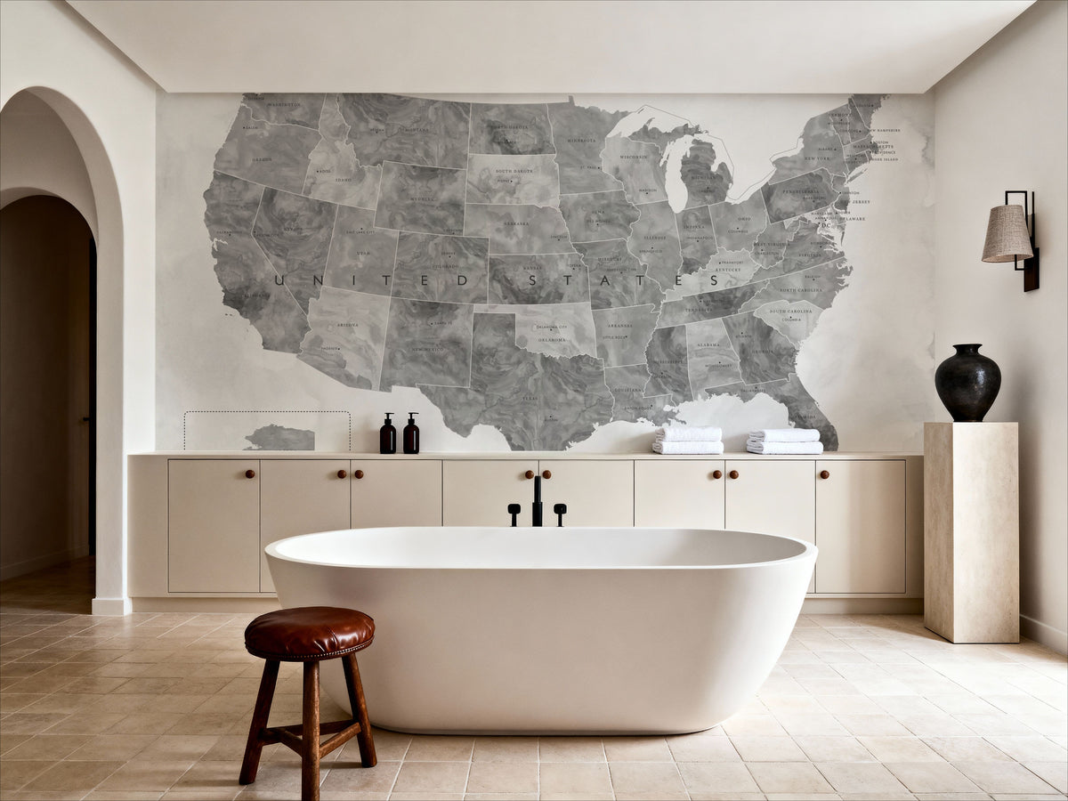 US State Map - Jimmy Wash Mural Wallpaper - room preview 02