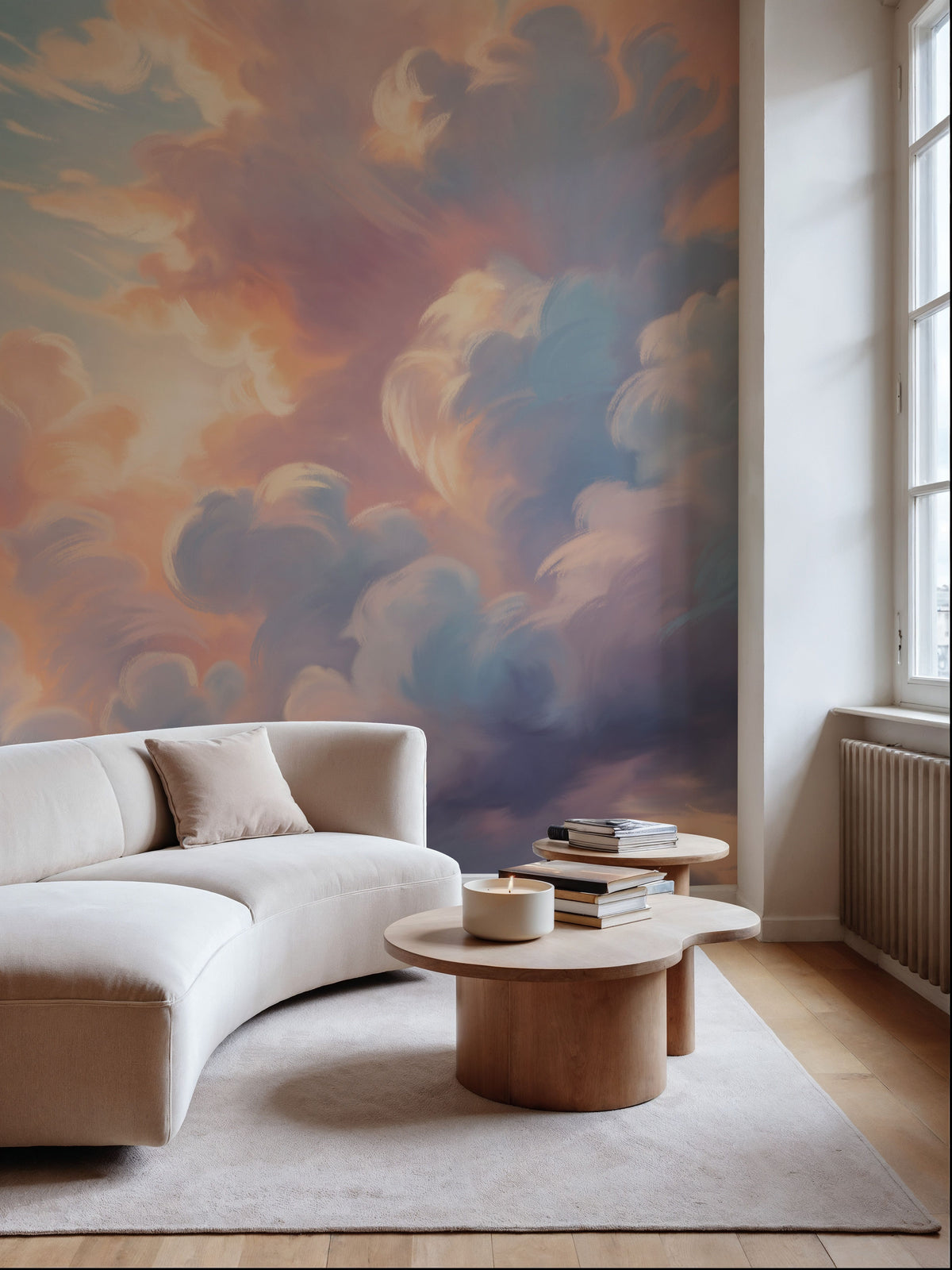 Clouding, Pink & Lavender Mural Wallpaper - room preview 02