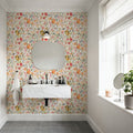 Time to Share Flowers and Pears White Mural Wallpaper - room preview 02