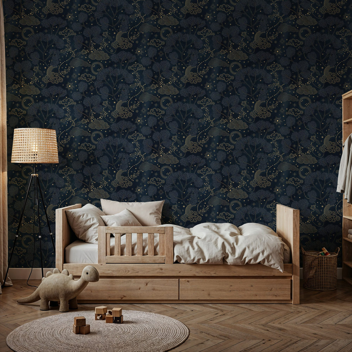 Moonlit Sky Petite, Midnight Mural Wallpaper - room preview 02