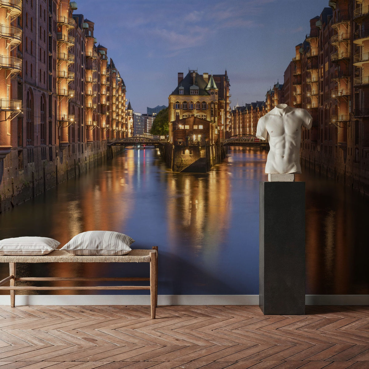 Canal Twilight Mural Wallpaper - room preview 02