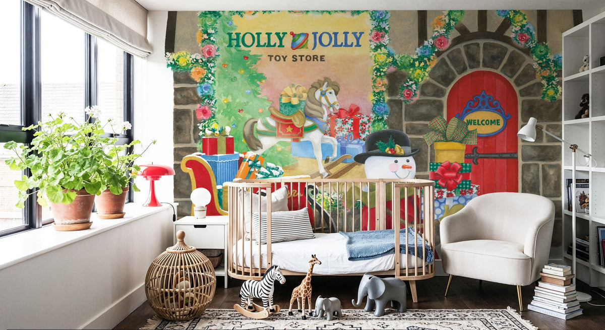 Main Street Christmas IV Mural Wallpaper - room preview 02