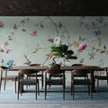 Floral Heaven, Vibrant on Sage Mural Wallpaper - room preview 02