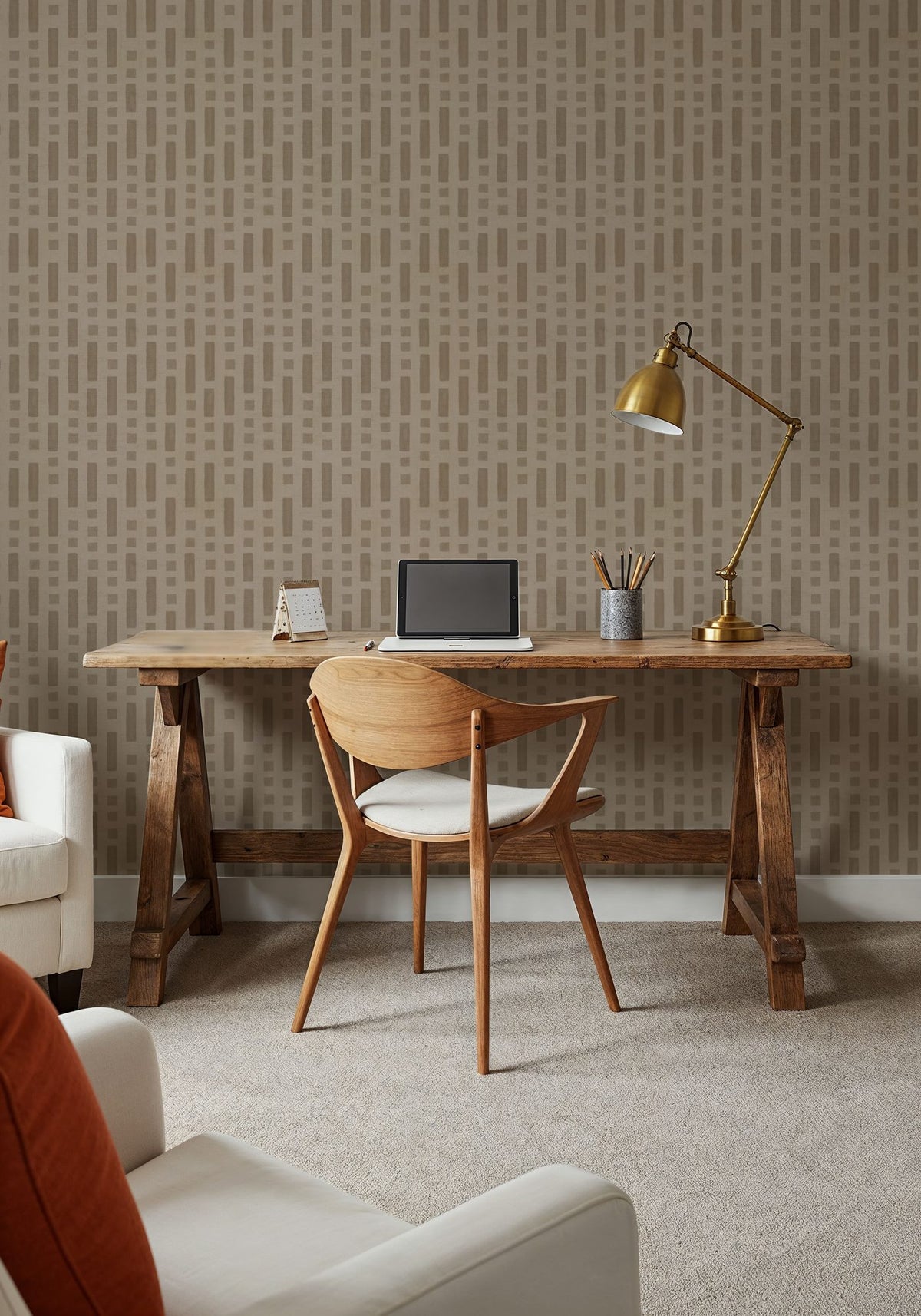 Coastal Signals Taupe Mural Wallpaper - room preview 02