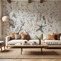 Bird Garden White Mural Wallpaper - room preview 02