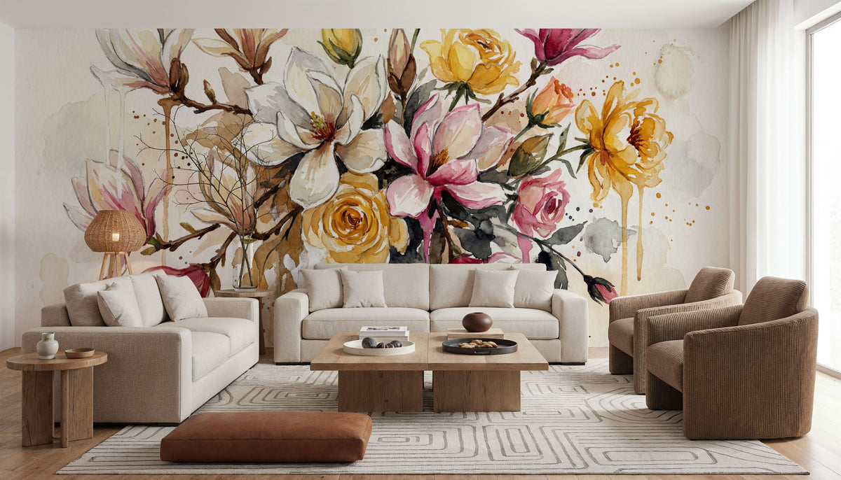 Spring Bouquet II - Watercolor Flower Series Mural Wallpaper - room preview 02