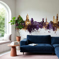 Paisley Skyline Purple & Gold Mural Wallpaper - room preview 02