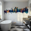 Myrtle Beach South Carolina Skyline Blue & Bronze Mural Wallpaper - room preview 02