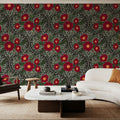 Yuletide Camelia, Coffee Mural Wallpaper - room preview 02