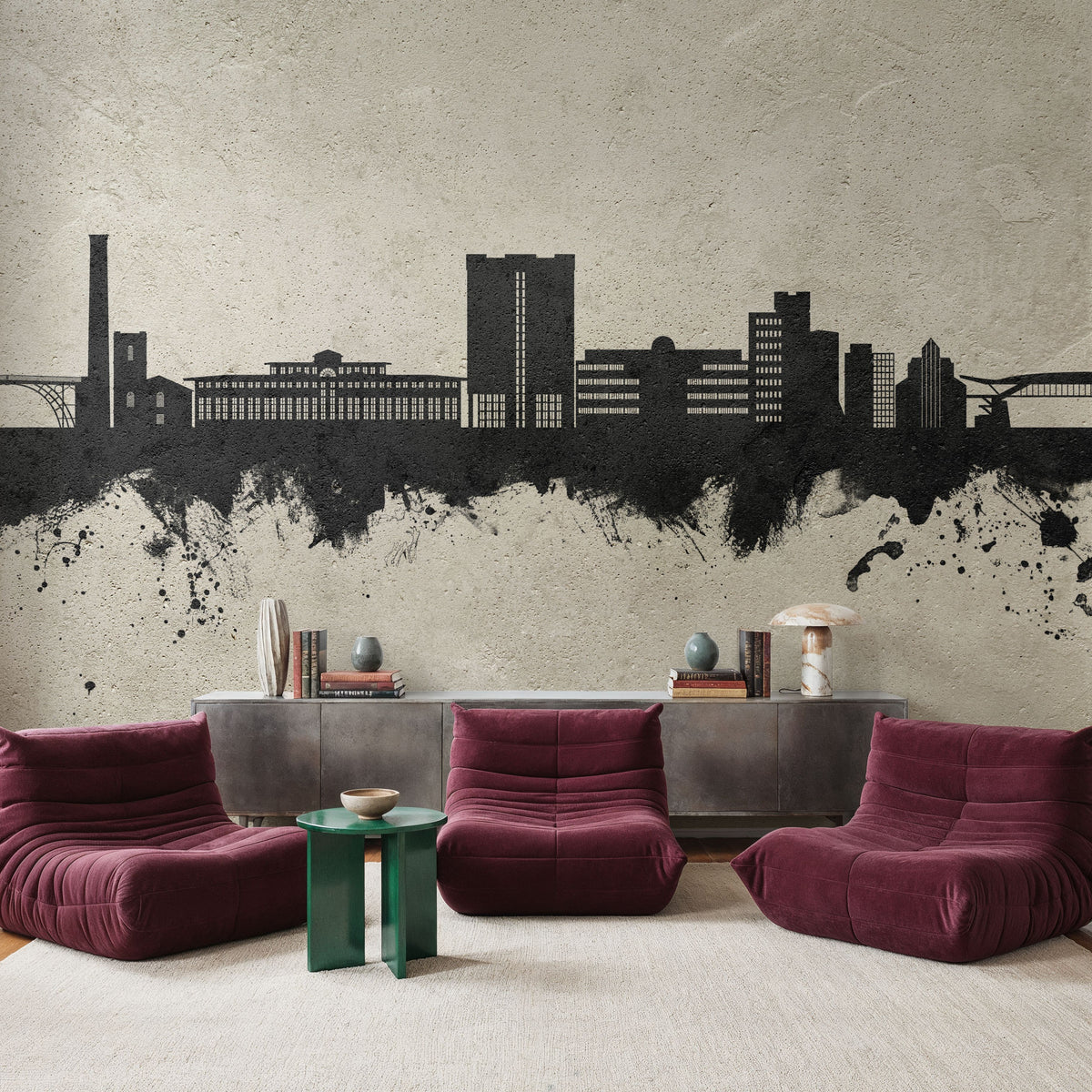 Telford England Skyline Concrete Mural Wallpaper - room preview 02