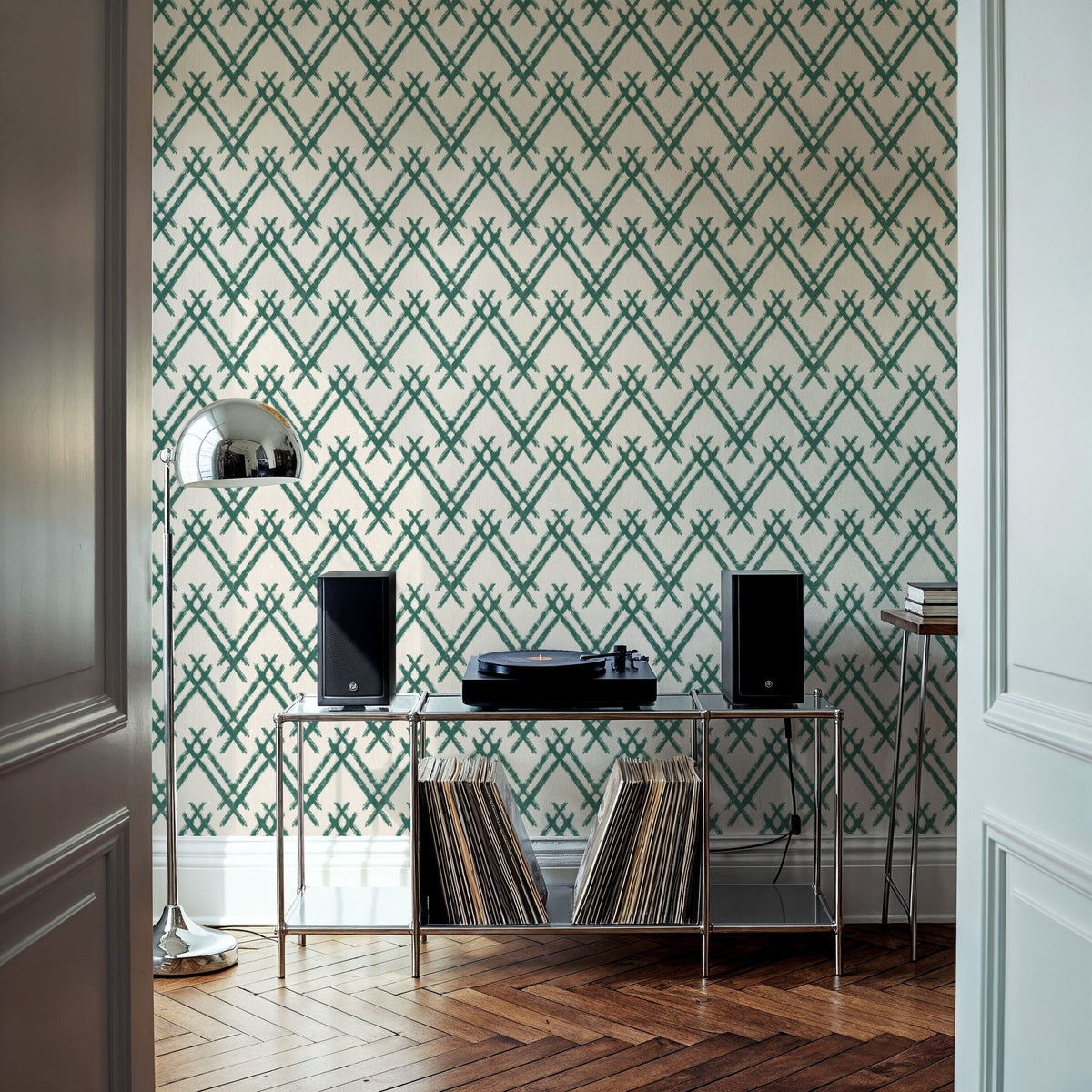 Woodland Tops Tropical Green Mural Wallpaper - room preview 02