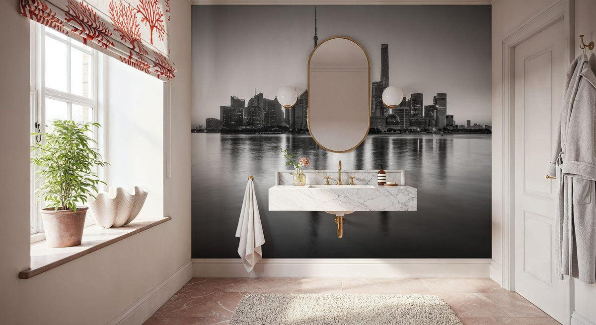 Pudong Sunrise BW Mural Wallpaper - room preview 02