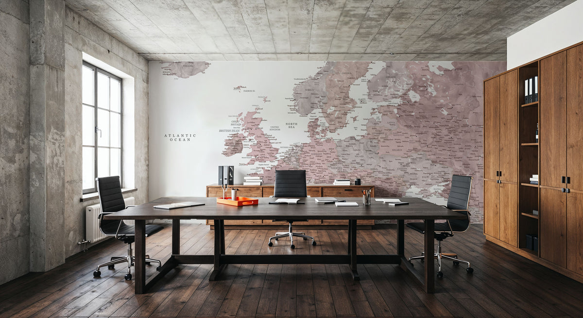 Europe Map Detailed - Linda Mural Wallpaper - room preview 02