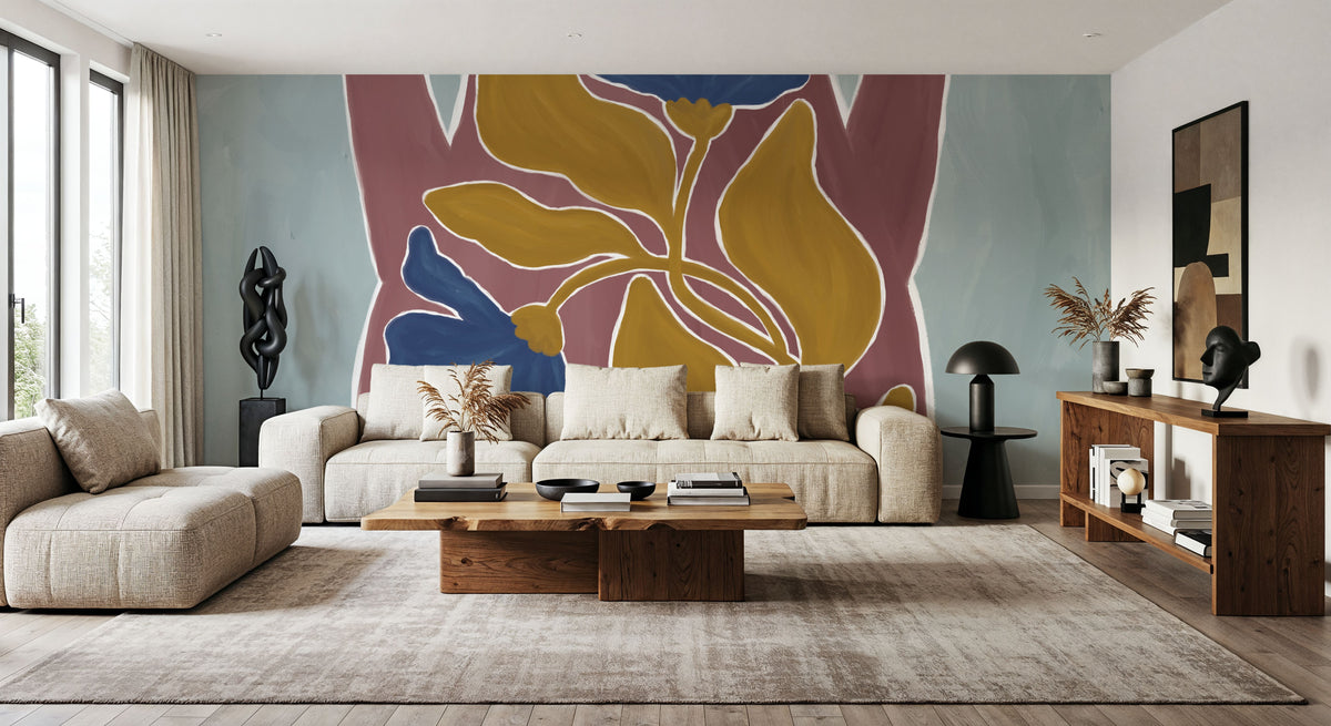 Modern Floral Vase II Mural Wallpaper - room preview 02
