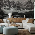 Moraine Lake BW Mural Wallpaper - room preview 02