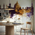 Florence Italy Skyline Purple & Gold Mural Wallpaper - room preview 02