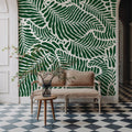 Fern Cut-Outs Pattern, Malachite Green Mural Wallpaper - room preview 02