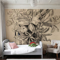 Flowers in a Vase Sketch Mural Wallpaper - room preview 02