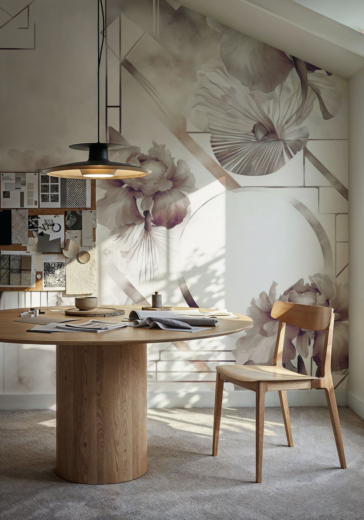 Watercolor Geometry Brown Mural Wallpaper - room preview 02
