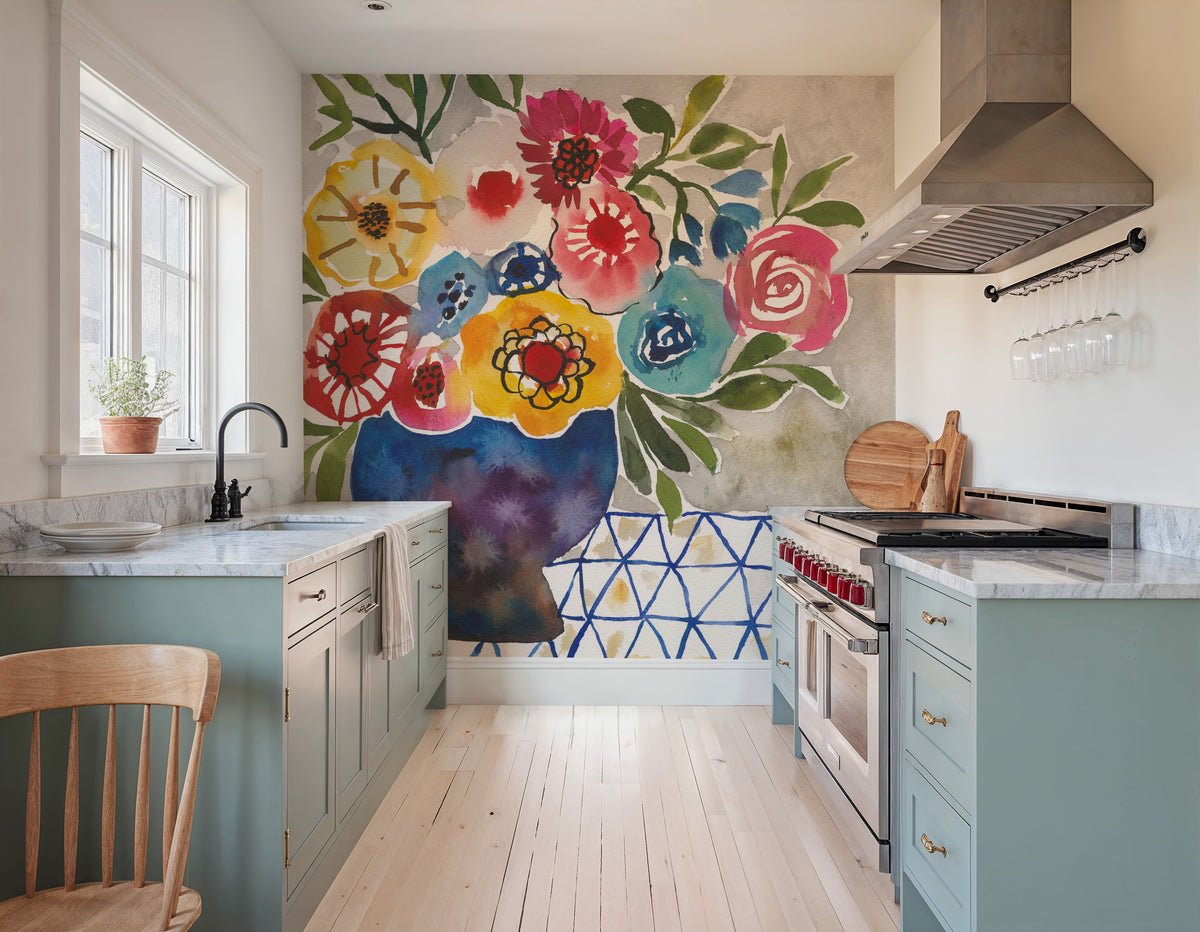 Geo Blooms Mural Wallpaper - room preview 02