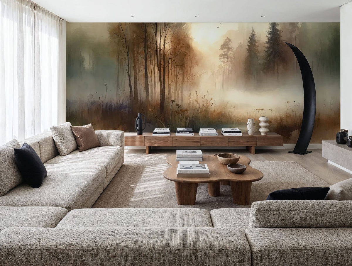 Misty Forest Escape Mural Wallpaper - room preview 02