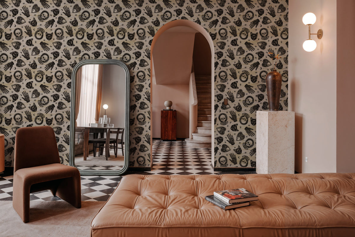 Symbolic Halloween White Mural Wallpaper - room preview 02