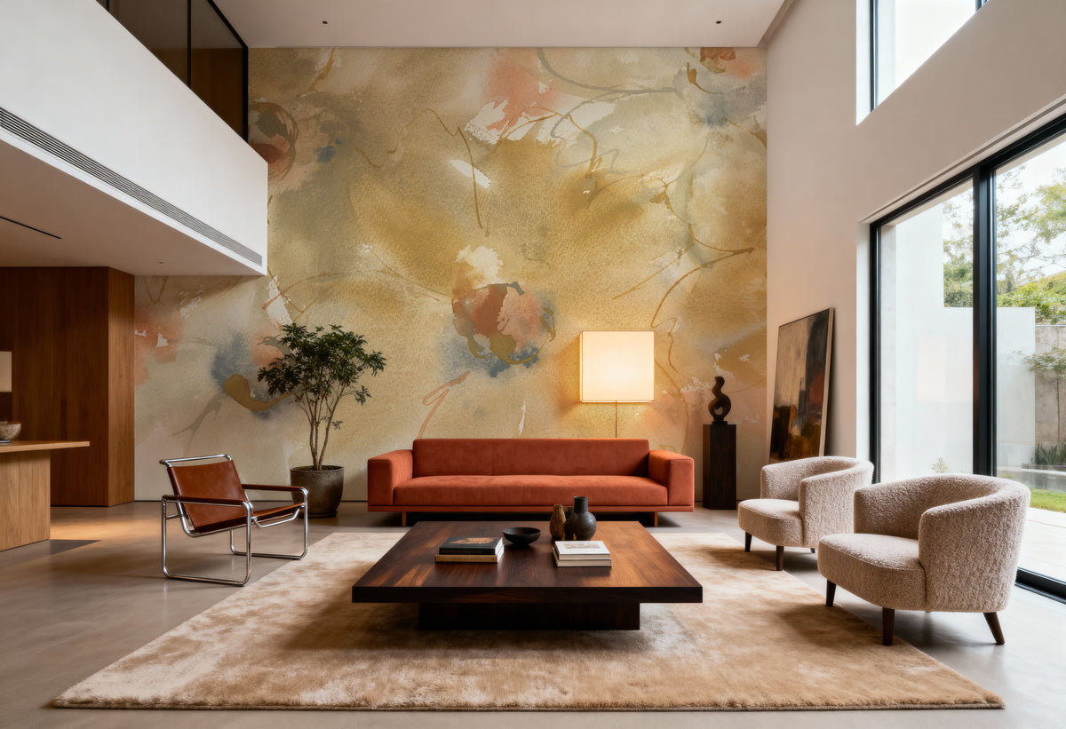 Neutral Blooms Mural Wallpaper - room preview 02