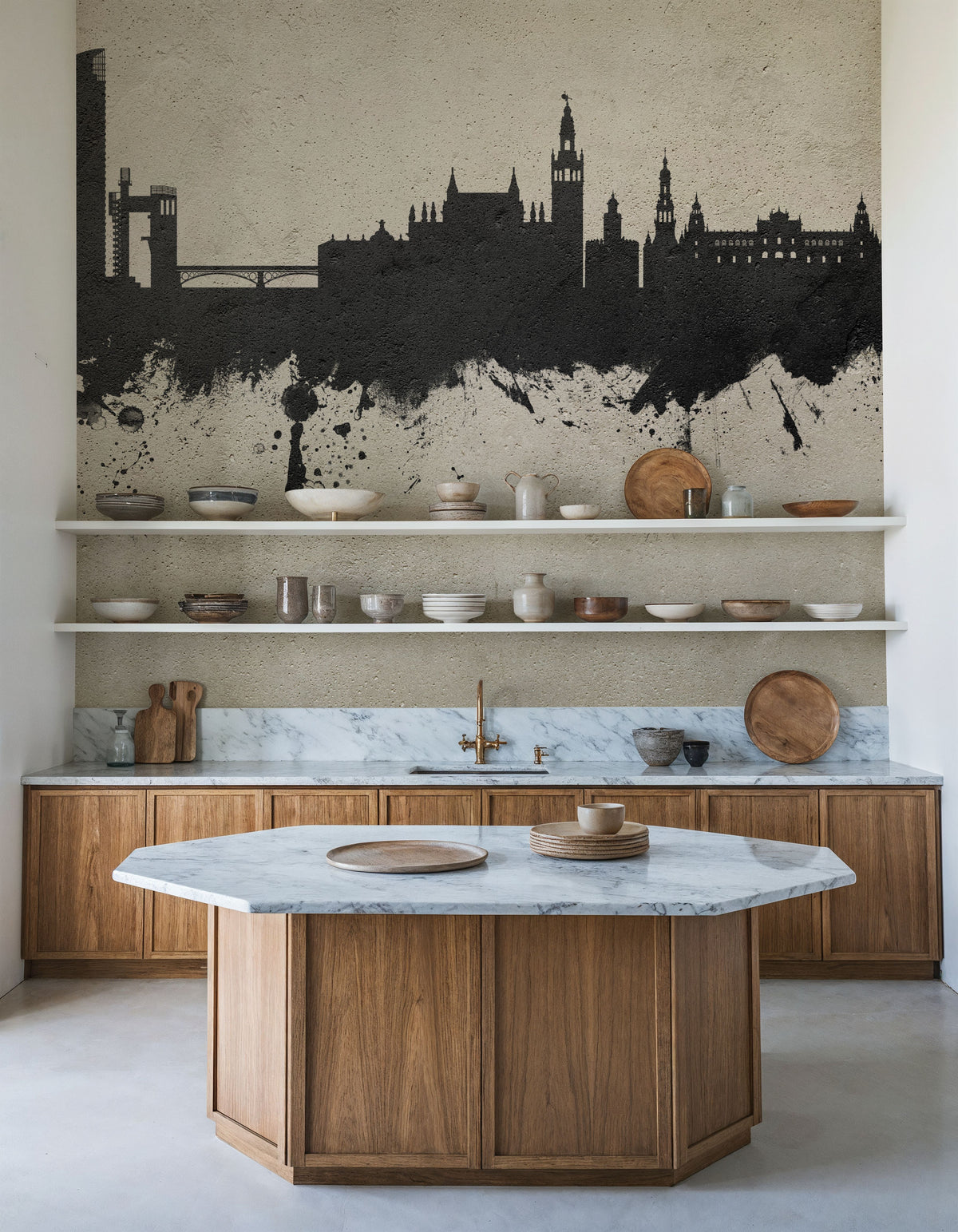 Sevilla Skyline Concrete Mural Wallpaper - room preview 02